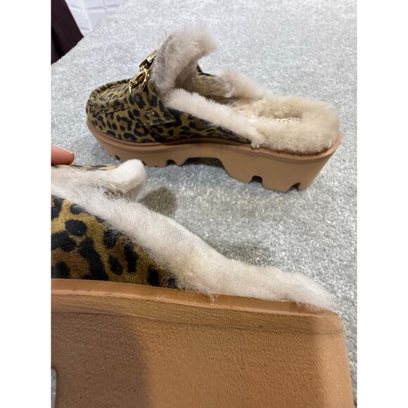 Roberto Cavalli Class NIB Cortina Faux Fur Lug Loafer Mule Leopard Buckle Sz 8M - Picture 13 of 14